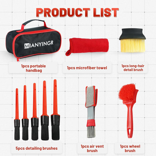 25Pcs Car Detailing Kit with Drill Brushes, Car Cleaning Kit for Interior Exterior, Wheel & Tire Brushes, Polishing Pads for Waxing, Auto Detailing Tools – Gift for Men Dad (25PCS)