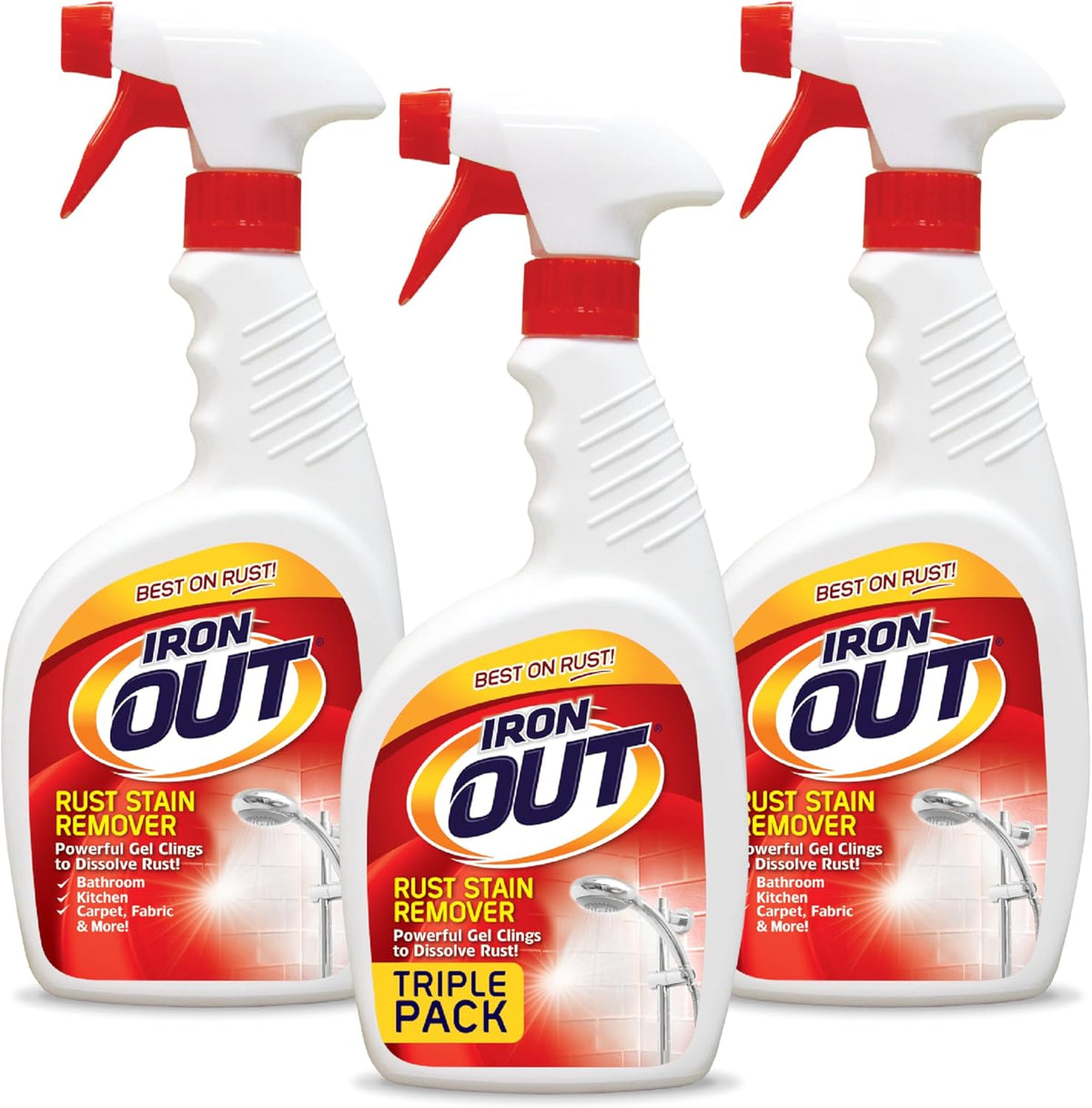 Iron OUT Rust Stain Remover Spray Gel, Remove Rust Stains in Bathrooms, Kitchens, Laundry, and Outdoors, Made in the USA, 24 Ounces