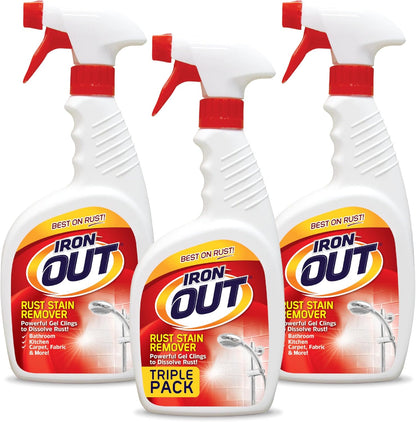 Iron OUT Rust Stain Remover Spray Gel, Remove Rust Stains in Bathrooms, Kitchens, Laundry, and Outdoors, Made in the USA, 24 Ounces