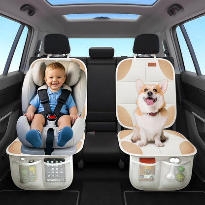 SMART ELF Car Seat Protector, 2Pack Seat Protector Protect Child Seats with Thickest Padding and Non-Slip Backing Mesh Pockets for Baby and Pet,Sedan SUV Truck (Black)