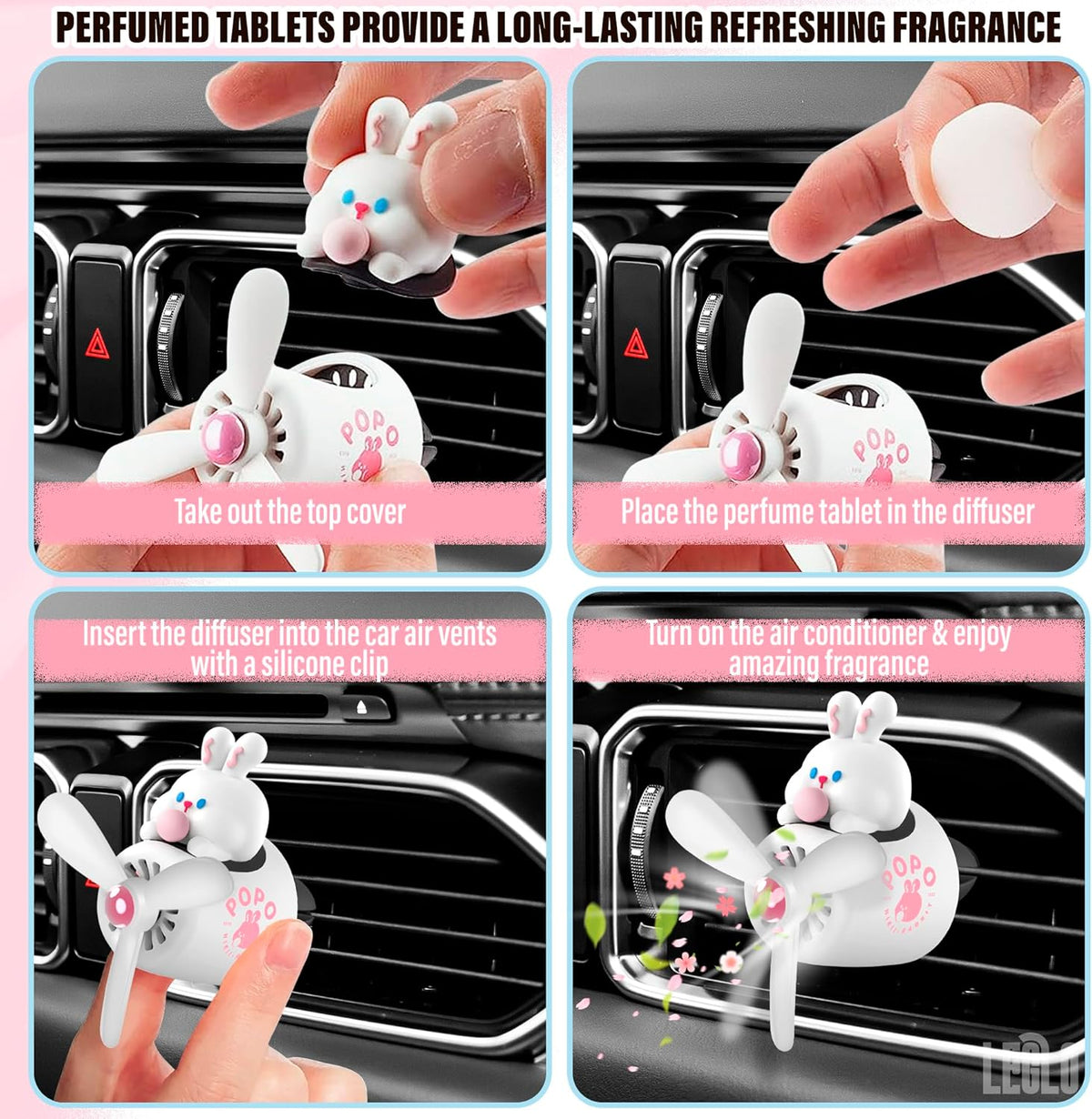 Car Vent Clips - Bear Pilot Car Air Freshener Vent Clip with Rotating Propeller, Durable and Easy to Install, 2.1"x2.5"x2.4" Versatile Size, 2 Aroma Tablets Included, Adds a Playful Touch to Interior