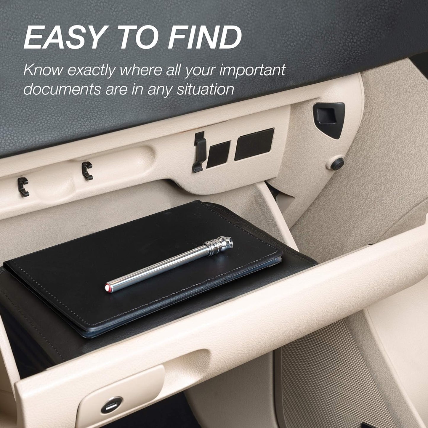 Samsill 2 Pack Car Registration and Insurance Holder, 5.25" x 4.75" Black Glove Box Organizer, Perfect for Multiple Vehicles