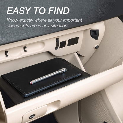 Samsill 2 Pack Car Registration and Insurance Holder, 5.25" x 4.75" Black Glove Box Organizer, Perfect for Multiple Vehicles