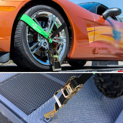 Trekassy 2" x 144" Car Tie Down Straps for Trailers, Heavy Duty Tire Tie Downs for ATV/UTV, 10000lbs Break Strength, Include 4 Axle Straps for Different Uses