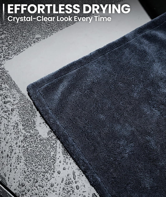 EVEO Car Drying Towel - (1300 GSM) XL Drying Towels Car Detailing - Car Microfiber Towel (36"x24") Microfiber Drying Towels for Cars Towels Drying, Car Wash Towels, No Scratch, Ultra Absorbent - Grey