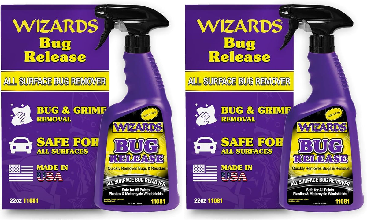 Wizards Bug Release - All Surface Bug Remover and Wash for All Vehicles - Softens and Neutralizes Acidic Bug Protein - Doubles as Spot Cleaner and Pre-Soak Car Cleaner - 22 Fl Oz