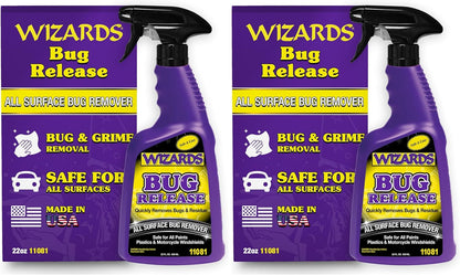 Wizards Bug Release - All Surface Bug Remover and Wash for All Vehicles - Softens and Neutralizes Acidic Bug Protein - Doubles as Spot Cleaner and Pre-Soak Car Cleaner - 22 Fl Oz