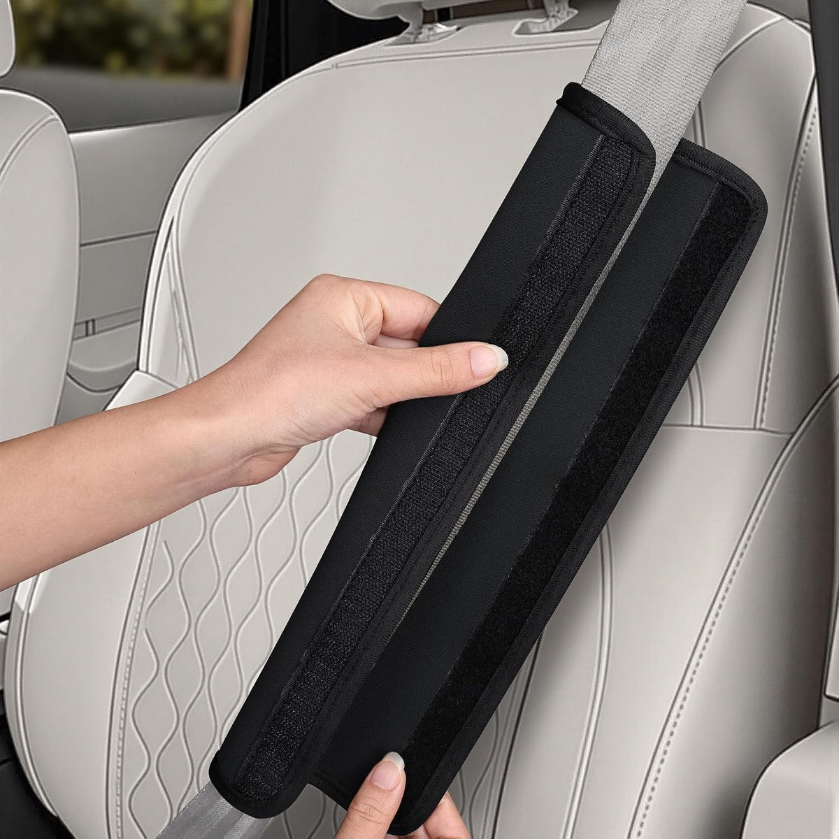 Extra Long Car Seat Belt Cover, 2Pack Waterproof Seatbelt Shoulder Pad for Comfortable Driving, Soft Seatbelt Strap Covers for Adults Kids Women & Men, Machine Washable, Grey