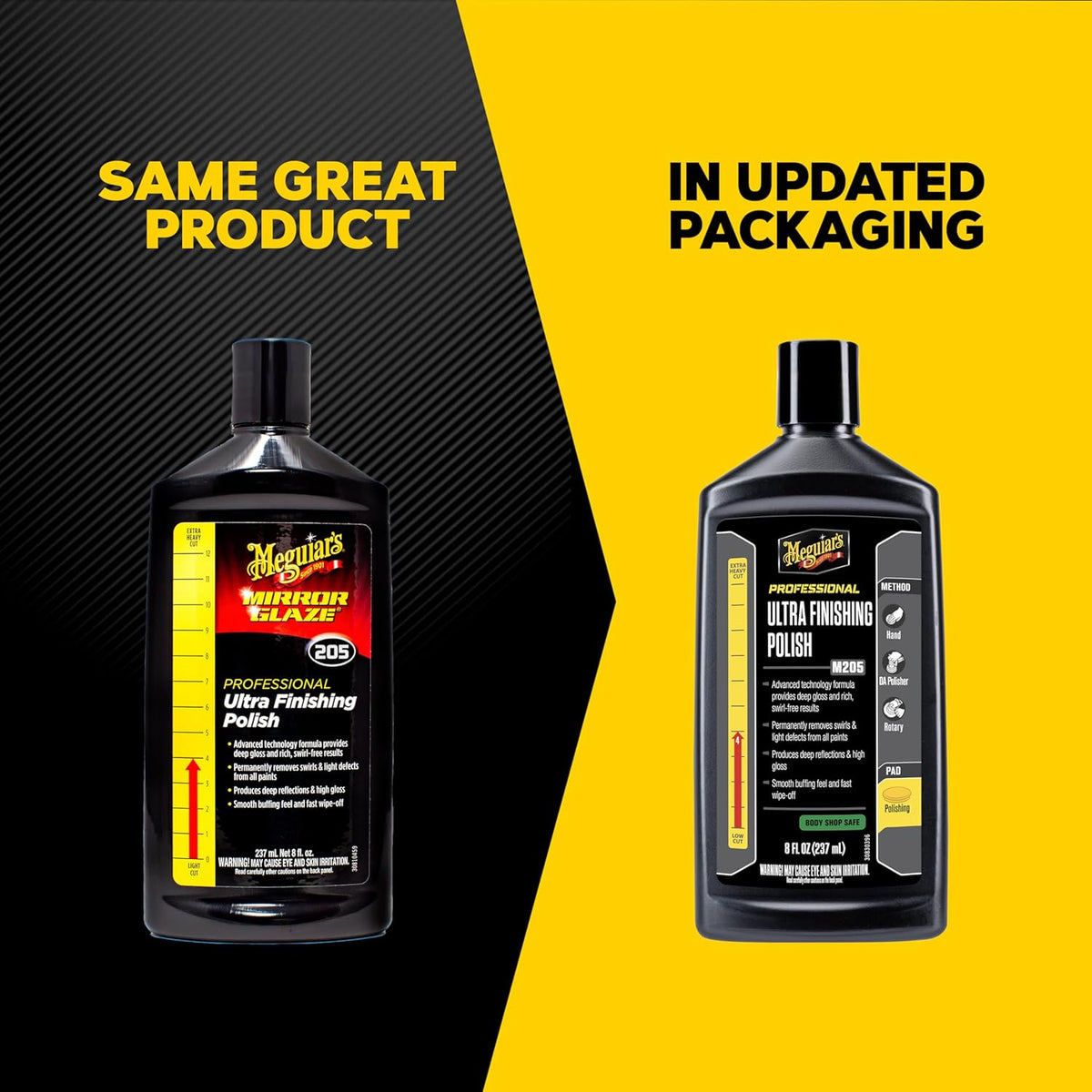 Meguiar’s Mirror Glaze M105 Ultra-Cut Compound, Car Rubbing Compound for Removing Scratches and Heavy Swirls While Adding Shine, Safe and Effective on All Glossy Car Paint and Clear Coats, 8 oz