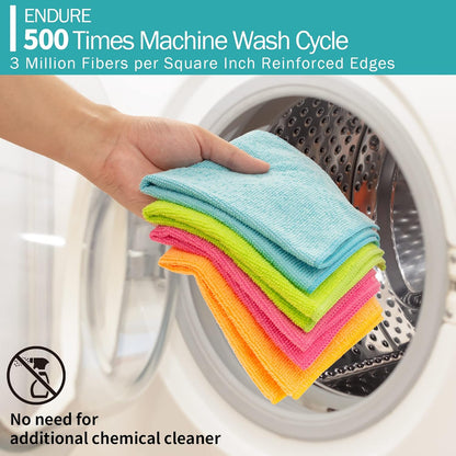 Microfiber Cleaning Cloth, 100 Pack Cleaning Rags Microfiber Towel Bulk Absorbent Lint-Free Wash Cloths, All-Purpose Shop Towels for Cars, Automotive, Garage, Home & Kitchen 11.5"*11.5"