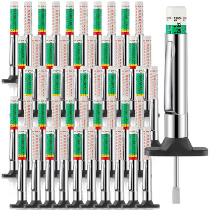 Tellegloww 50 Pcs Tire Tread Depth Gauge Color Coded Tyre Depth Gauge Tool Tread Accurate Measure Tools Metric Gauges for Car Trucks Various Vehicle (White and Green)