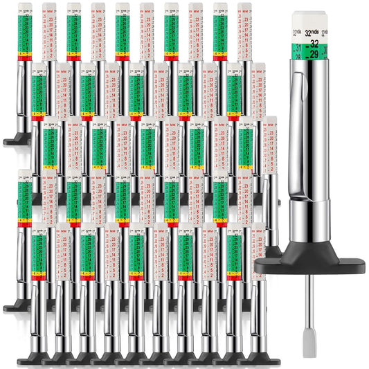Tellegloww 50 Pcs Tire Tread Depth Gauge Color Coded Tyre Depth Gauge Tool Tread Accurate Measure Tools Metric Gauges for Car Trucks Various Vehicle (White and Green)