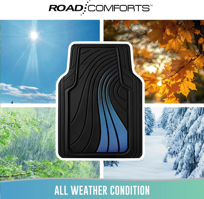 Road Comforts Car Floor Mats Full Set – Front & Rear Car Floor Mats with Aluminum Design, Anti-Slip Backing, All-Weather Protection, Trim-to-Fit Car Mats for Most Sedans, SUVs & Vans -All Pink
