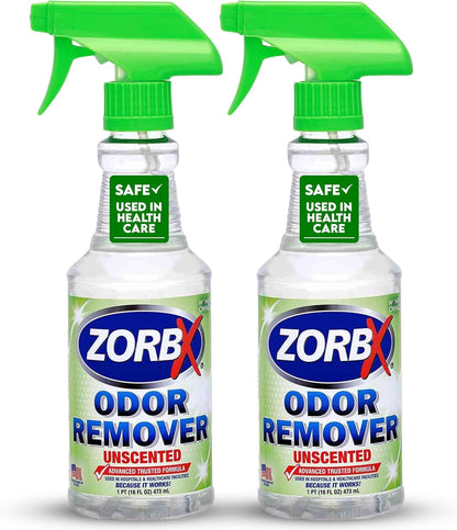 ZORBX Unscented Odor Eliminator for Strong Odor 16 Fl Oz - Used in Hospitals & Healthcare Facilities - Advanced Trusted Formula, Fast-Acting Odor Remover Spray for Dog, Cat, House & Carpet