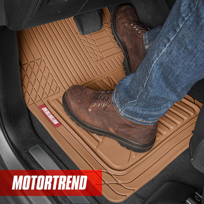 Motor Trend FlexTough Advanced Heavy Duty Black Rubber Car Floor Mats & Cargo Liner for SUV & Car Full Set - Universal Trim to Fit All Weather Automotive Floor Mat & Cargo Liners for SUV, Car, & Van