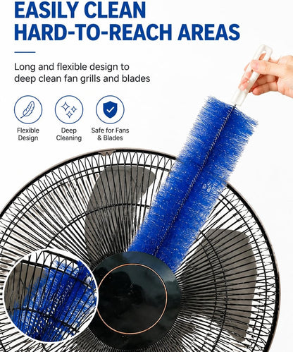 2 Pcs Zylphion Fan Cleaning Brush, Bendable Fan Cleaner Flexible Small Space Crevice Cleaning Tool Duster for Box Fan, Floor Fan, Stand Up Fan, Air Vent, Heater Vent