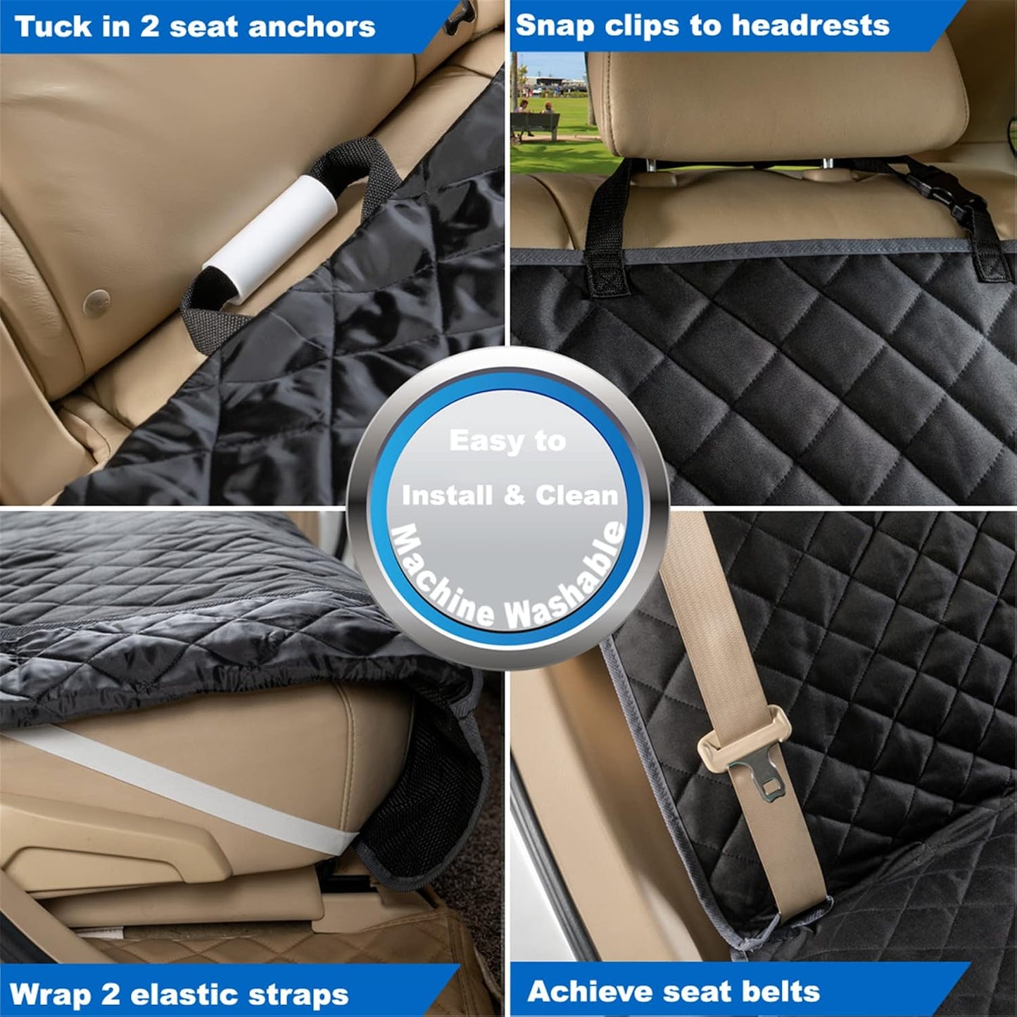 VIEWPETS Bench Car Seat Cover Protector - Waterproof, Heavy-Duty and Nonslip Pet Car Seat Cover for Dogs with Universal Size Fits for Vehicles, Trucks & SUVs