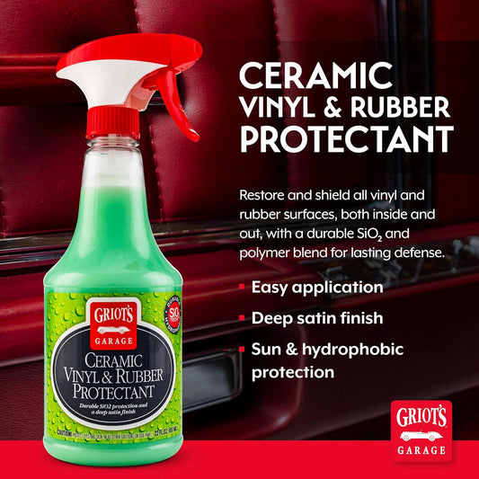 Griot's Garage Ceramic Vinyl and Rubber Protectant for Car Detailing, Restorer and Protectant for Dashboards, Door Panels, Tires, Exterior Trim, Moldings, and More, 10821, 22oz