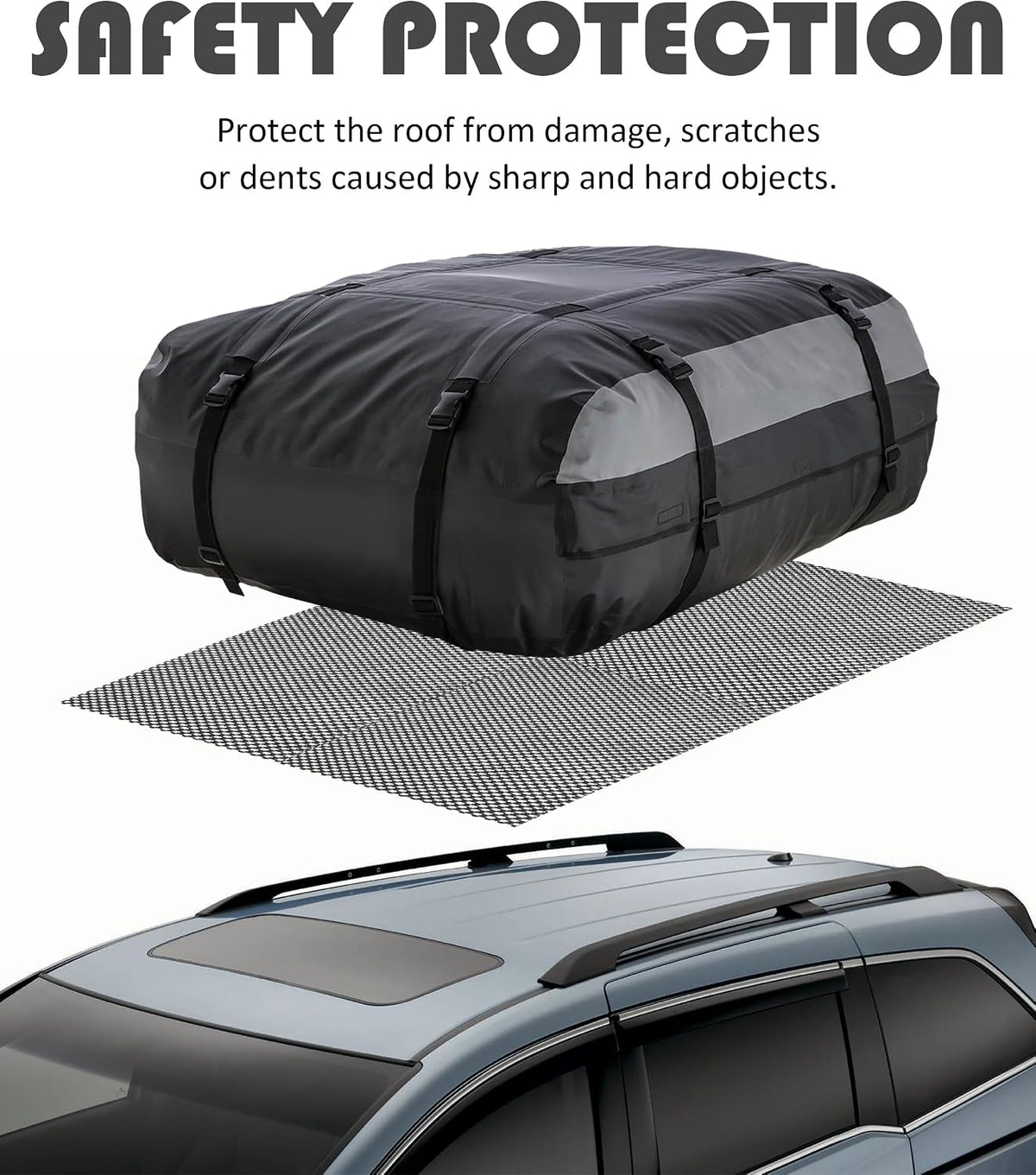 Roof Rack Pads, 51"x43" Rooftop Cargo Bag Mat,Car Accessories Roof Cargo Bag Protective Mat,Roof Mat Car Skid Proof Mat,Universal Roof Rack Pad for Protection from Car Roof Racks,Fits Most Vehicles