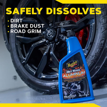 Meguiar's Hot Rims Aluminum Wheel Cleaner, Deep Foaming Rim Cleaner Spray Formulated to Effectively Clean Uncoated Polished Aluminum, Anodized, and Powder-Coated Wheels, 24 Oz