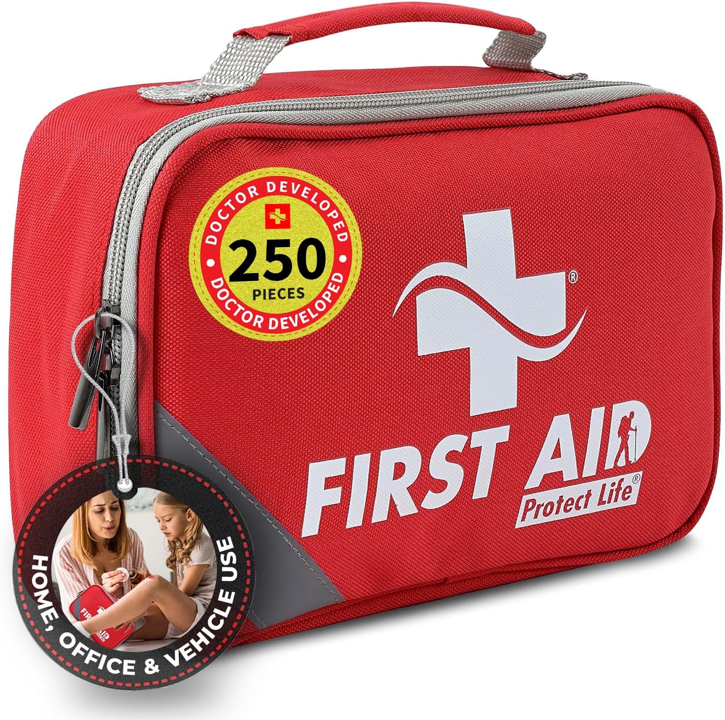 Protect Life Doctor Developed Mini First Aid Kit, 100 Piece Waterproof Emergency Kit for Car, Boat, Camping & Travel, Includes Emergency Blanket, Tourniquet & First Aid Guide