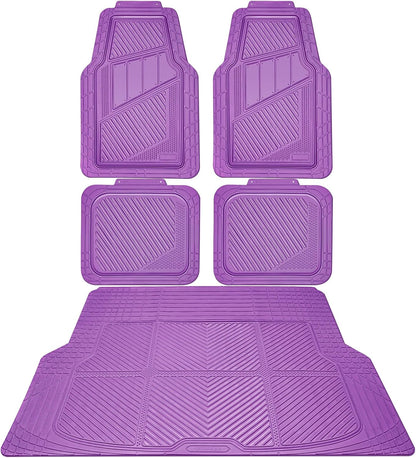 CAR PASS Heavy Duty Rubber Floor Mats 4-Piece,Pink Car Mats Full Sets Anti-Slip,Waterproof Universal Trim-to-Fit for Car SUV Truck, Durable All Weather Automotive Car Mats for Women,Girly(All Pink)