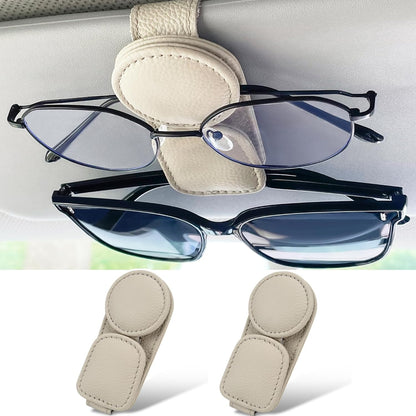 KIWEN Sunglasses Holder for Car Visor, Magnetic Leather Sunglass Eyeglass Hanger Clip for Car Sun Visor Accessories (1, Black)
