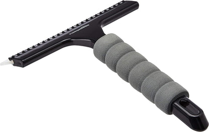 Amazon Basics All-Purpose Window Squeegee with Handle for Car Windshield, Shower, Glass, Mirror Cleaning, Silicone Rubber Blade, Streak-Free Results, Lightweight, Black, 8-inch