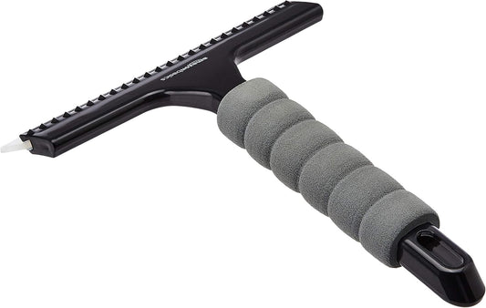 Amazon Basics All-Purpose Window Squeegee with Handle for Car Windshield, Shower, Glass, Mirror Cleaning, Silicone Rubber Blade, Streak-Free Results, Lightweight, Black, 8-inch