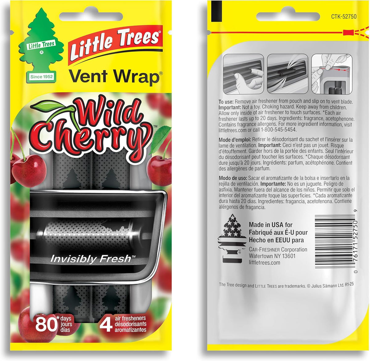 LITTLE TREES Car Air Freshener | Vent Wrap Provides Long Lasting Scent, Invisibly Fresh | New Car Scent, 16 Air Fresheners