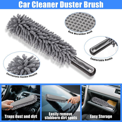 Car Detailing Kit, Car Detailing Brush Set with Vacuum, Bendable Car Wheel Rim Cleaner Brush Set, Car Detailing Brushes, Car Wash Cleaning Tools Kit for Interior, Exterior, Wheels, Blue
