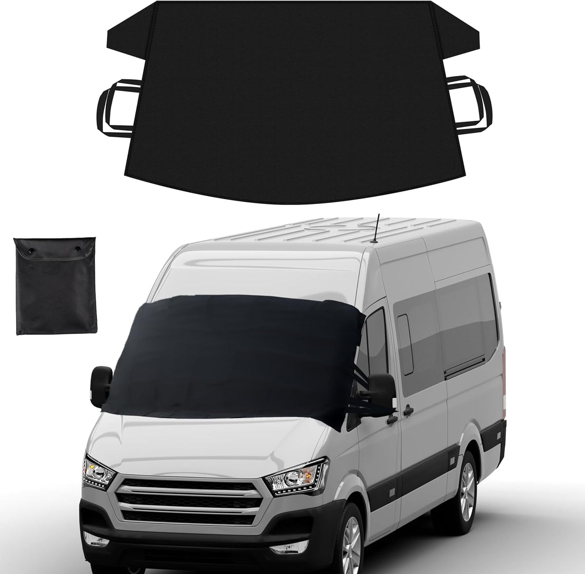 EcoNour Windshield Cover for Ice and Snow - Universal Fit for Car, SUV, Truck, Heavy Duty 600D Oxford Fabric Frost Protector for Ice & Sleet, Includes Anti-Theft Straps, Medium (69"x42")