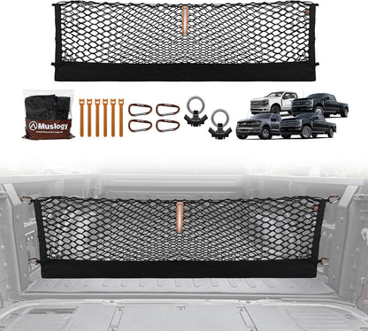 Muslogy Truck Bed Cargo Net Trunk Netting Compatible with 2023-2025 2026 Honda CR-V Accessories, Pickup Cargo Organizer SUV Sedan Storage Net w/Heavy Duty Carabiners - Colors A