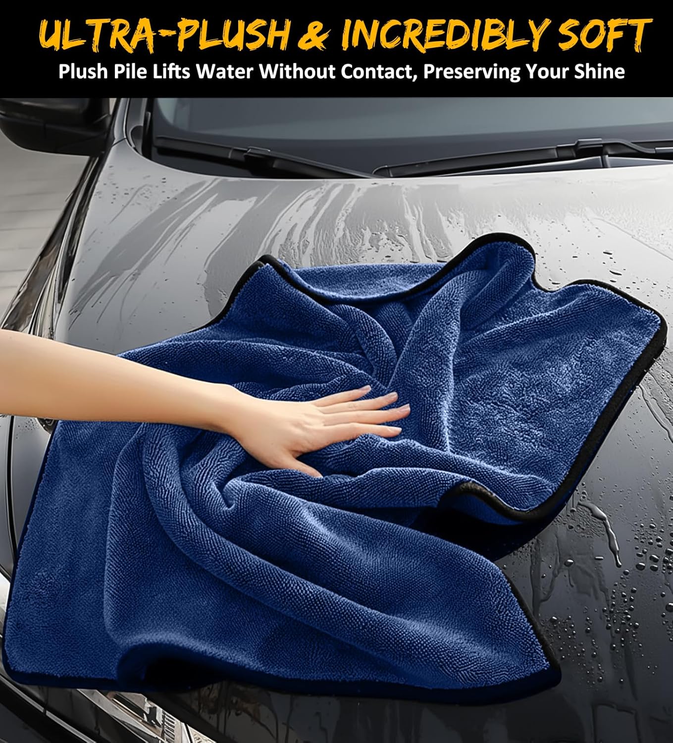 YeewayVeh 'Agile Giant' Car Drying Towel, 28x36 Inch Quick Car Wash Drying Towels, 1400 GSM Super Absorbent, Double Sided Microfiber Towels for Cars Effortless & Scratch-Free Detailing, Green