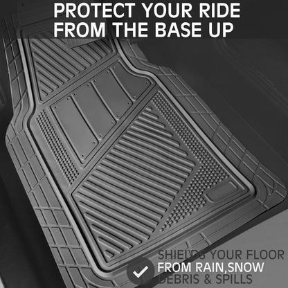 CAR PASS Heavy Duty Rubber Floor Mats 4-Piece,Pink Car Mats Full Sets Anti-Slip,Waterproof Universal Trim-to-Fit for Car SUV Truck, Durable All Weather Automotive Car Mats for Women,Girly(All Pink)