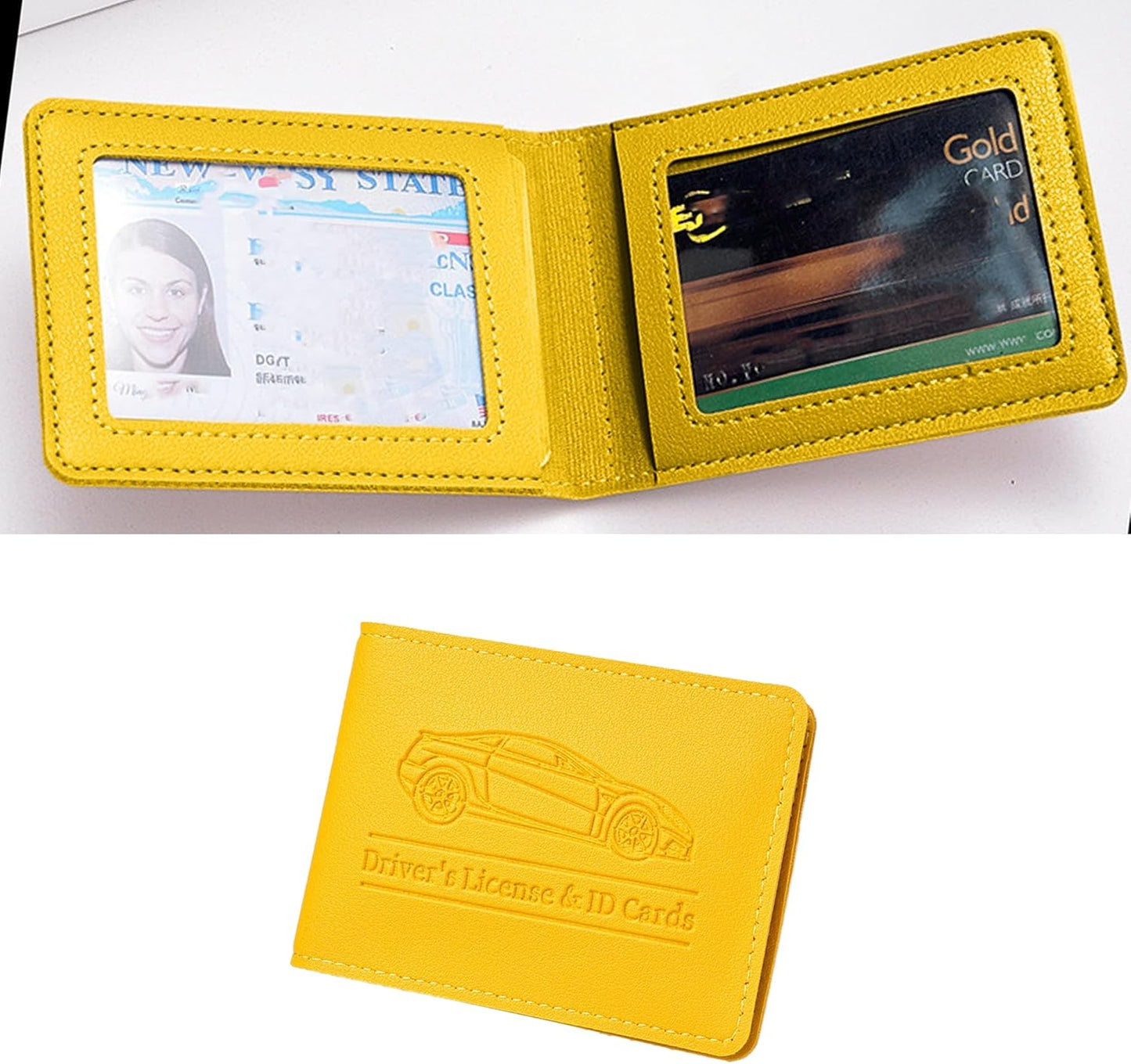 Car Registration and Insurance Holder, Leather Vehicle Document Card Glove Box Organizer, Essential Small Auto Driver License Case, Universal Automotive Interior Accessories(Black)