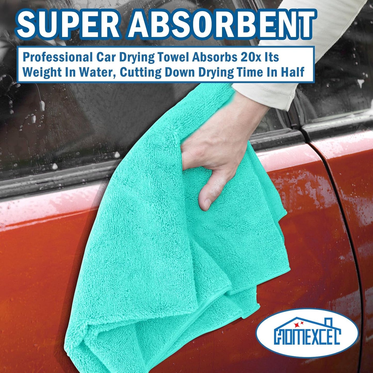 HOMEXCEL Professional Large Microfiber Car Drying Towels 2 Pack, Lint Free, Scratch Free, Highly Absorbent Drying Towel for Cars, SUVs, RVs, Trucks, and Boats,31" x 24",Grey