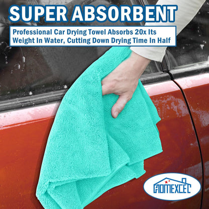 HOMEXCEL Professional Large Microfiber Car Drying Towels 2 Pack, Lint Free, Scratch Free, Highly Absorbent Drying Towel for Cars, SUVs, RVs, Trucks, and Boats,31" x 24",Grey