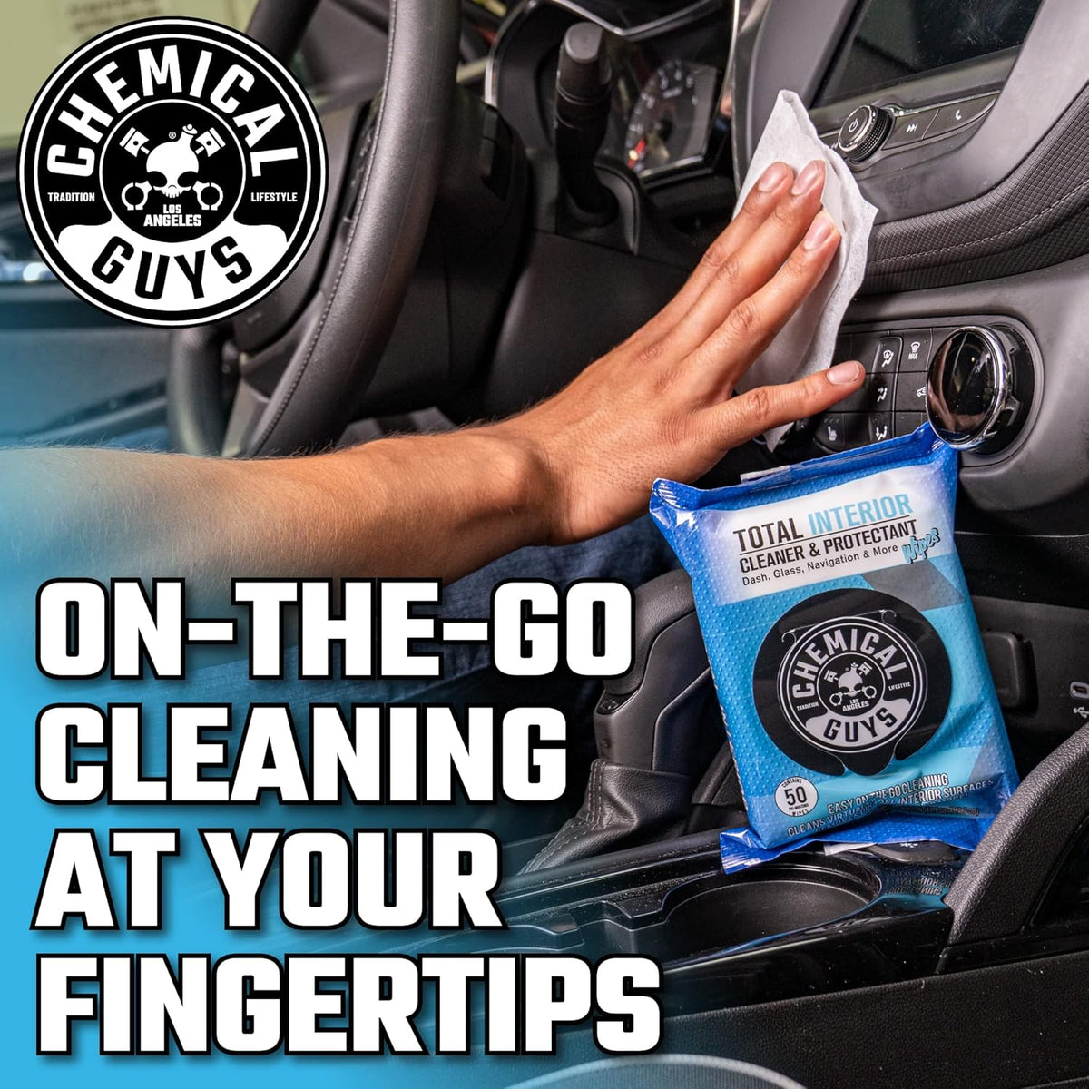 Chemical Guys Canister Wipes - Total Interior Cleaner & Protectant, Great For Cars, Trucks, SUVs, RVs, & More (60 Ct)