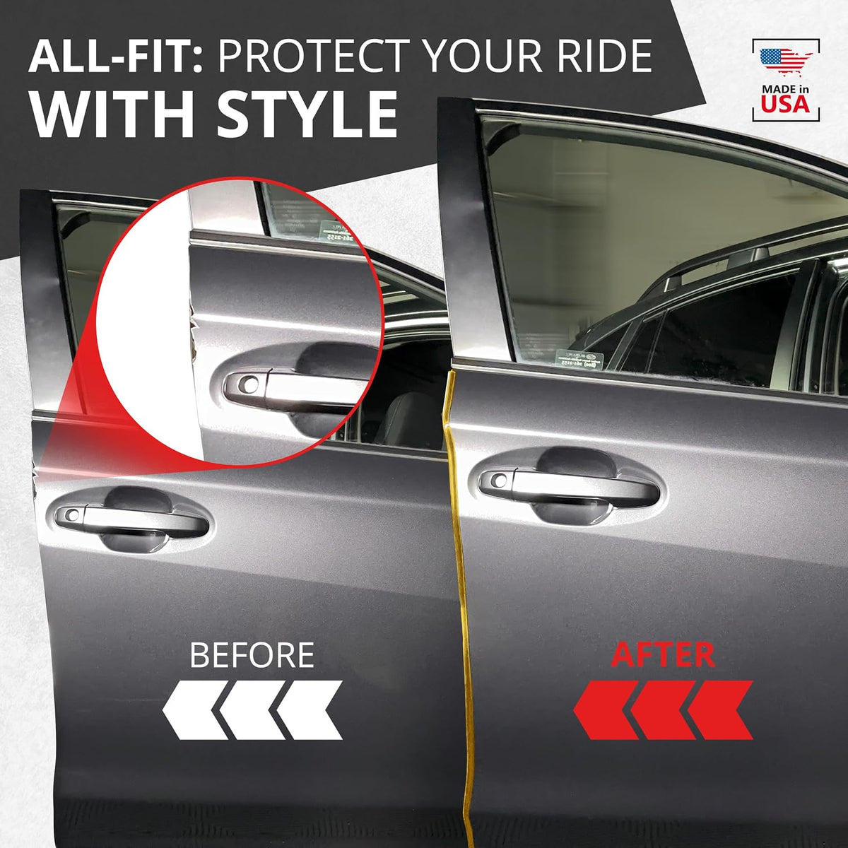 All-Fit Automotive Car Door Edge Protector – Universal DIY Edge Trim to Prevent Scratches & Dings – Flexible Adhesive Molding Trim for Cars, Trucks & SUVs (10 Ft - Black)