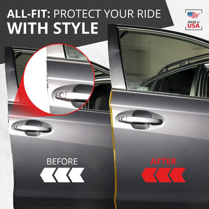 All-Fit Automotive Car Door Edge Protector – Universal DIY Edge Trim to Prevent Scratches & Dings – Flexible Adhesive Molding Trim for Cars, Trucks & SUVs (10 Ft - Black)