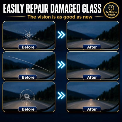 Upgraded Windshield Repair Kit for Chips and Cracks, 2026 Professional Car Glass Repair Kit with Type-C UV Curing Light, Nano Auto Glass Repair Fluid for Star, Bulls-Eye & Long Cracks, 2-Pack