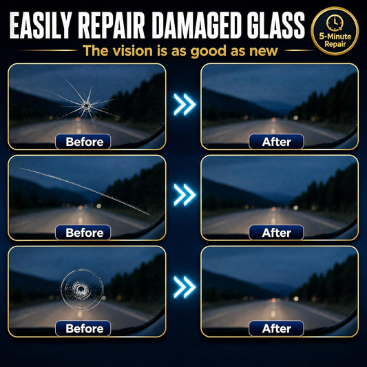Upgraded Windshield Repair Kit for Chips and Cracks, 2026 Professional Car Glass Repair Kit with Type-C UV Curing Light, Nano Auto Glass Repair Fluid for Star, Bulls-Eye & Long Cracks, 2-Pack