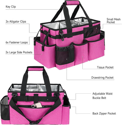 Cleaning Caddy Bag, Cleaning Supplies Organizer for Housekeepers, Housekeeping Caddy with Handle and Detachable Padded Cushion, Black
