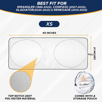 EcoNour Car Windshield Sun Shade | 2025 Upgraded Innovative No-Light-Pass Technology for Maximum Coverage | Foldable Sun Shade Keeps Your Vehicle Cool | Must-Have Car Accessories | Small (59" x 29") - Colors N