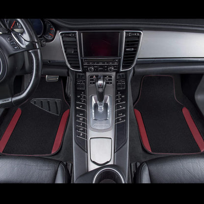 CAR PASS Waterproof Universal Fit Car Floor Mats, Faux Leather Car Carpet Mats, Black Car Mats with Anti-Slip Nibbs Backing & Driver Heel Pad Fit for SUV,Vans,sedans, Trucks,Set of 4pcs(All Black)