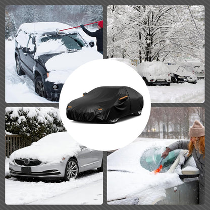 Car Cover for Kia K5 2020-2026, 6 Layers Waterproof Car Covers with Zipper Door & Windproof Bands All Weather Cover for Snow Rain Dust Hail Leaves Bird droppings Protection