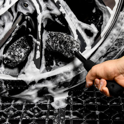 Metal Free Soft Wheel Cleaner Brush, Synthetic Wool Rim Cleaning Brush, Highly Water Absorption, Dense and Durable Tire Brush for Cleaning Wheels, Rims, Spokes, Fenders, Engines…
