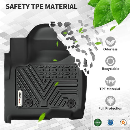 YITAMOTOR Floor Mats Fit for Ford F250/F350/F450/F550 2017-2026 Super Duty Crew Cab | Front Bucket Seat | Rear W/Fold-Flat Storage | Carpet Floor, 1st & 2nd Row TPE All Weather Protection