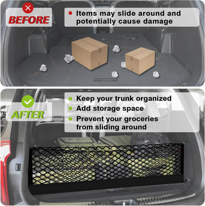 Muslogy Truck Bed Cargo Net Trunk Netting Compatible with 2023-2025 2026 Honda CR-V Accessories, Pickup Cargo Organizer SUV Sedan Storage Net w/Heavy Duty Carabiners - Colors A